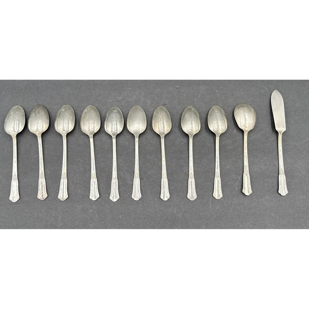 1940 VTG‎ WM Rogers silver plate overlaid flatware 'treasure' 10Pc Spoons